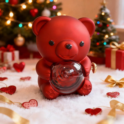 Naszyjnik z czerwonym sercem w pudełku prezentowym z różą i uroczym misiem