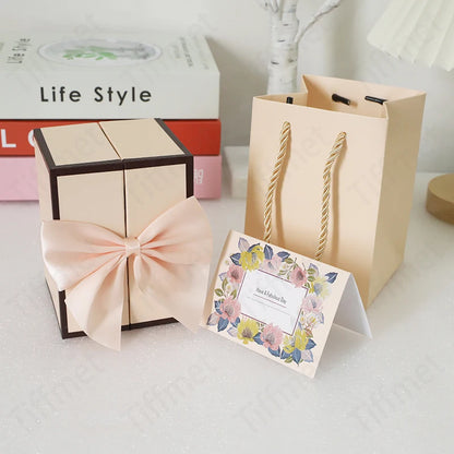 Naszyjnik „I Love You Forever” z uroczym misiem i różą w pudełku – romantyczny prezent urodzinowy dla dziewczyny, nowa moda 2026