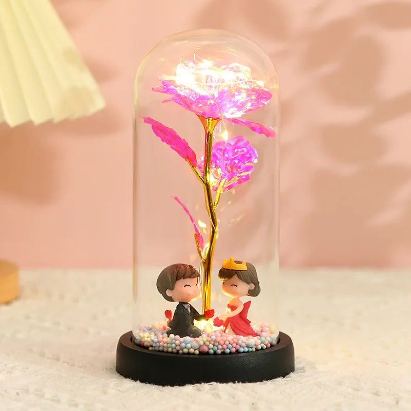 Wieczna róża LED w szklanej kopule – idealny prezent na Walentynki i inne okazje