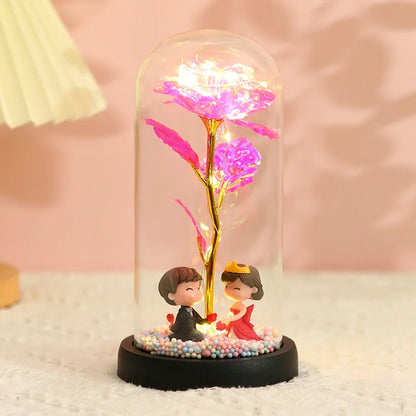 Wieczna róża LED w szklanej kopule – idealny prezent na Walentynki i inne okazje