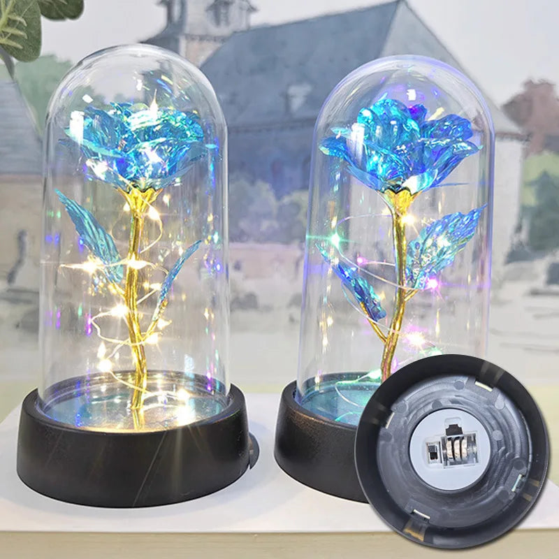 Wieczna róża LED w szklanej kopule – prezent