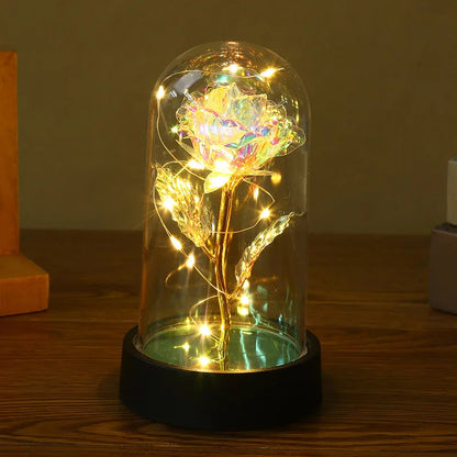 Wieczna róża LED w szklanej kopule – prezent