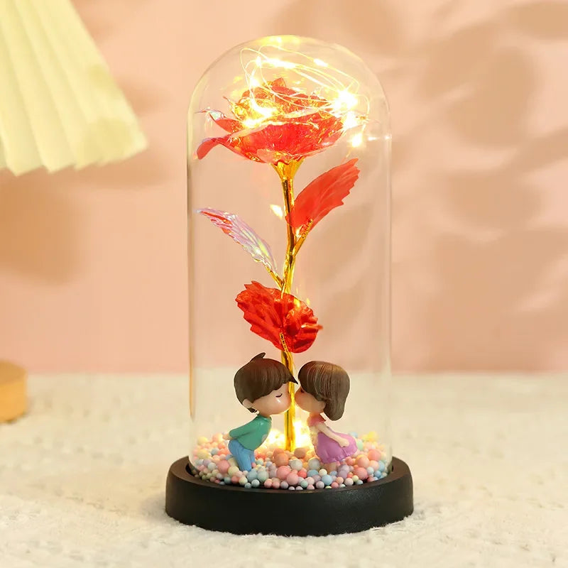 Wieczna róża LED w szklanej kopule – idealny prezent na Walentynki i inne okazje