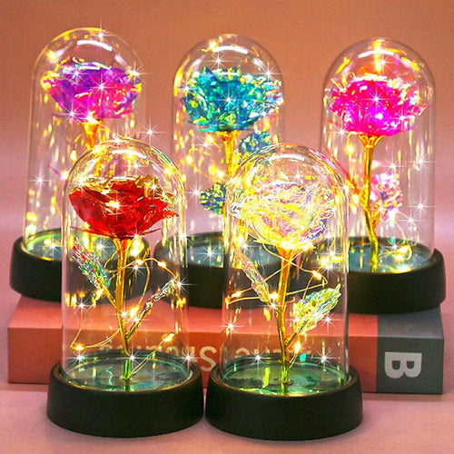 Wieczna róża LED w szklanej kopule – prezent