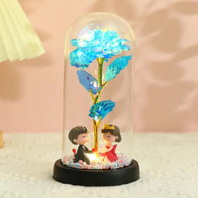 Wieczna róża LED w szklanej kopule – idealny prezent na Walentynki i inne okazje