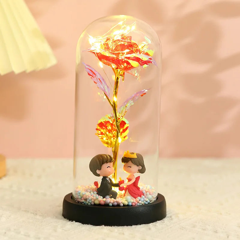 Wieczna róża LED w szklanej kopule – idealny prezent na Walentynki i inne okazje